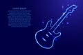 Blue guitar outline with luminous cosmic stars.