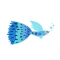 Blue Guppy fish animal cartoon character vector illustration