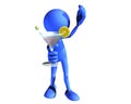 Blue Guy Cheers Royalty Free Stock Photo