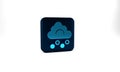 Blue Hail cloud icon isolated on grey background. Blue square button. 3d illustration 3D render