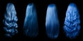 Blue hair set - isolated black background - Ideal for hair saloons and any other beauty