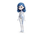 Blue hair. Small plastic doll, girl on white background Royalty Free Stock Photo