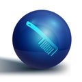 Blue Hairbrush icon isolated on white background. Comb hair sign. Barber symbol. Blue circle button. Vector Royalty Free Stock Photo