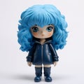 Harper: Tokyo Blue Hair Doll With Monochromatic Depth And Wavy Style