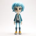 Neo-pop Figurative 3d Model Of A Blue Haired Child