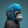 Blue-haired Gorilla Figurine In The Style Of Yanjun Cheng Royalty Free Stock Photo