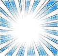 Blue halftone radial speed lines for comic book Royalty Free Stock Photo