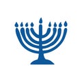 Blue hand drawn menorah