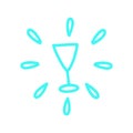 Blue Hand Drawn Shining Cocktail Glass Line Icon Royalty Free Stock Photo