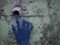 Blue hand due to electric shock concept presented