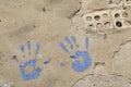 Blue hand footprint Royalty Free Stock Photo