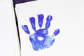 Blue hand footprint Royalty Free Stock Photo