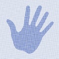 Blue hand print on canvas texture Royalty Free Stock Photo