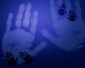 Blue hand prints Royalty Free Stock Photo