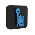 Blue Hand touch and tap gesture icon isolated on transparent background. Click here, finger, touch, pointer, cursor Royalty Free Stock Photo