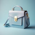 Blue Handbag,Elegant woman blue bag on blue background,AI generated