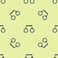 Blue Handcuffs icon isolated seamless pattern on yellow background. Vector Illustration