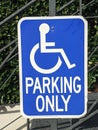 Blue Handicap parking sign, disability Royalty Free Stock Photo