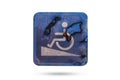 Blue handicap sign old condition isolated on a white background Royalty Free Stock Photo