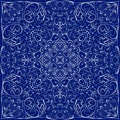 Blue handkerchief with white ornament