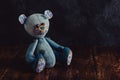 Blue Handmade Stuffed Bear Toy Royalty Free Stock Photo