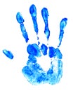 Blue handprint