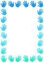 Blue hands border frame