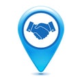 Blue handshake pointer icon