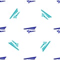 Blue Hang glider icon isolated seamless pattern on white background. Extreme sport. Vector Illustration