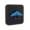 Blue Hang glider icon isolated on transparent background. Extreme sport. Black square button. Royalty Free Stock Photo