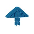 Blue Hang glider icon isolated on transparent background. Extreme sport.