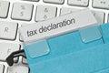 Blue hanging file for tax declaration