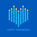 Blue Hanukkah candles. Heart shape. Happy Hanukkah vector illustration