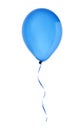 Blue happy air flying balloon isolated on white