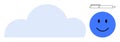 Blue happy Face, Cloud, and Pen Icon Set for Creativity and Digital Concepts Royalty Free Stock Photo
