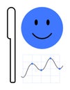 Blue happy Face, Data Graph, and Pen Design Performance and Progress Concepts Royalty Free Stock Photo