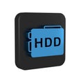 Blue Hard disk drive HDD icon isolated on transparent background. Black square button. Royalty Free Stock Photo