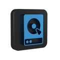 Blue Hard disk drive HDD icon isolated on transparent background. Black square button. Royalty Free Stock Photo