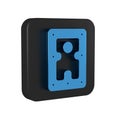 Blue Hard disk drive HDD icon isolated on transparent background. Black square button. Royalty Free Stock Photo