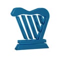 Blue Harp icon isolated on transparent background. Classical music instrument, orhestra string acoustic element.