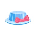 Blue hat with pink bow, party, holidays, masquerade head decor vector Illustration on a white background