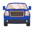 Blue Hatchback as Passenger Car and Urban Transport Front View Vector Illustration