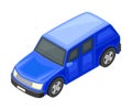 Blue Hatchback Car Body as Motor Vehicle and Urban Transport Isometric Vector Illustration