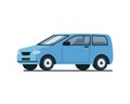 Blue hatchback car. Color vector illustration flat style. White isolated background. Royalty Free Stock Photo