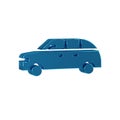 Blue Hatchback car icon isolated on transparent background.