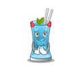 Blue hawai cocktail clothed as devil cartoon character design concept
