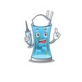 Blue hawai cocktail humble nurse mascot design with a syringe