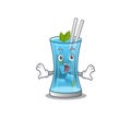 Blue hawai cocktail mascot design concept having a surprised gesture Royalty Free Stock Photo