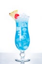 Blue Hawaiian cocktail on white background Royalty Free Stock Photo