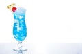 Blue Hawaiian cocktail on white background Royalty Free Stock Photo